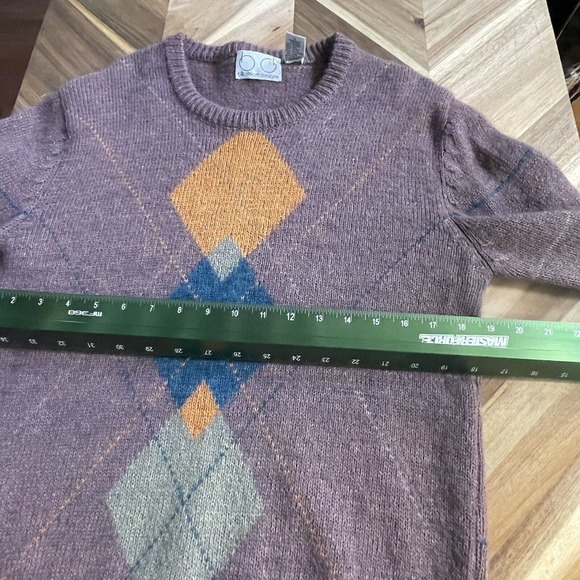 Men's Crewneck Sweater in Brown with Argyle Pattern - Picture 4 of 6